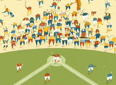 Baseball is Back - For NYT baseball baseball field character covid crowd dalesbits events field fun humour illustration new york new york giants new york times ny nyt people sports yankees