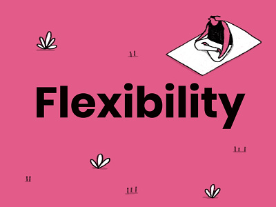 Flexibility - Giffgaff character colour dalebrains dalesbits flex flexibility flexy friendly fun funny giffgaff illustration people phone networks phones pink testimonials yoga