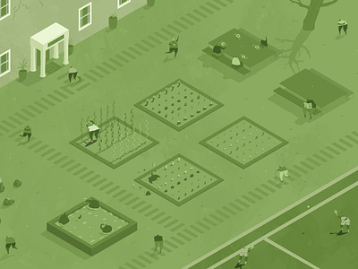 Country Manor allotment country manor editorial growing veg growing vegetables health resort health spa illustration isometric manor mansion people people at resort people relaxing relaxing resort spa strolling tennis vice
