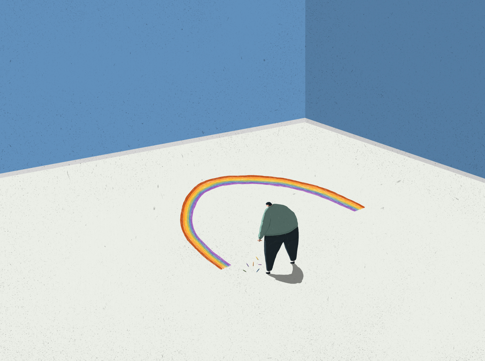 Rainbows // Clap for the NHS character clap for nhs colour design drawing a rainbow fun happy help illustration interior isometric lgbt lgbtq lonely nhs people rainbow room