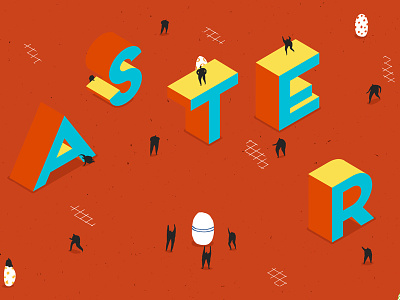 Happy Aster aster colour easter eggs grid holiday illustration isometric type typography