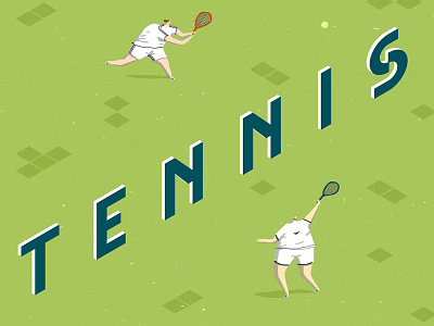 Craig Tennis vs Tennis Daniels colour illustration isometric sport tennis type typography wimbledon