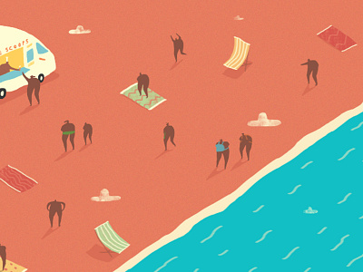 Nakey Beach Nakey Ice Cream beaches clouds colour fun humour illustration isometric people sea summer