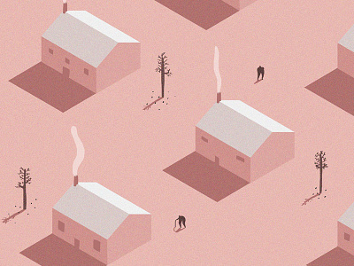 Lonely Little Houses character colour grids houses illustration isometric lonely muted pastel people pinks
