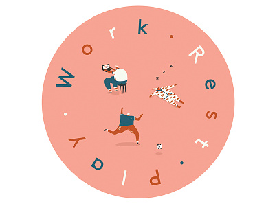 Work, Rest, Play circle colour dale crosby close editorial header illustration independent leeds leeds spot illustration