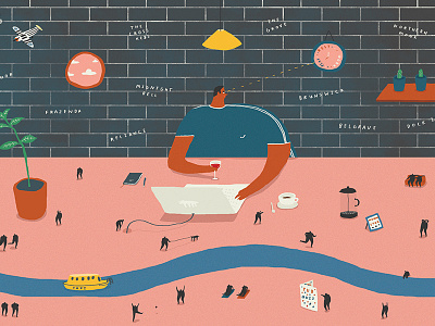 Work, Rest, Play - Independent Leeds character colour editorial grids humour illustration leeds oblique