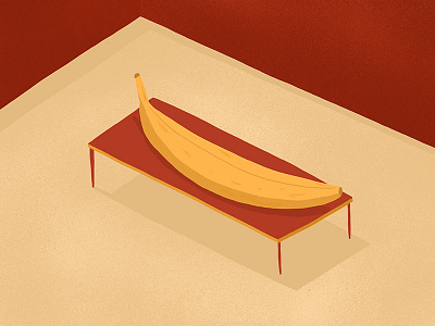 Banana volume 1. banana illustration ipad isometric magritte portrait procreate red still life