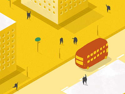 Contagious Cities Part 1 - For Wellcome Collection bus cars cities contagious cities illustration isometric people roads texture wellcome wellcome trust yellow