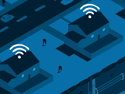 Natural Disasters Affecting Internet - For Atlantic Re:think atlantic blue editorial flood gif illustration internet isometric natural disaster re:think rethink wifi
