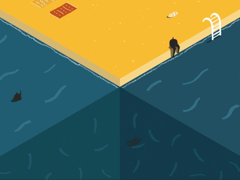 Reach, a short tale about climbing. animation beach climbing dalesbits fun gif illustration isometric mountain nice reach sea sky