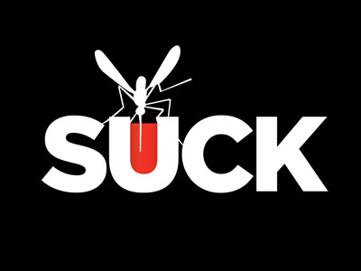 Mosquitoes Suck black branding design logo malaria mosquito non profit red white