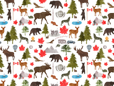 True North Fabric Design bear canada canadian color colour biking deer fabric hockey moose wallpaper water watercolor