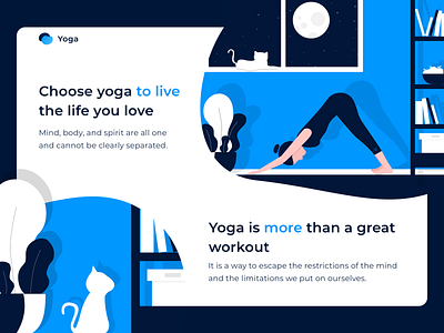 Yoga art cat design drawing illustration landing relax site ui vector web web ad yoga