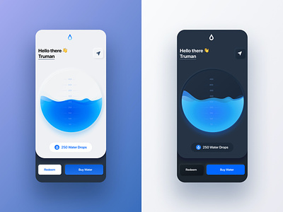 Water Rewards Mobile App Interface interface mobile app mobile ui neomorphism points rewards rewards app stay hydrated ui design water
