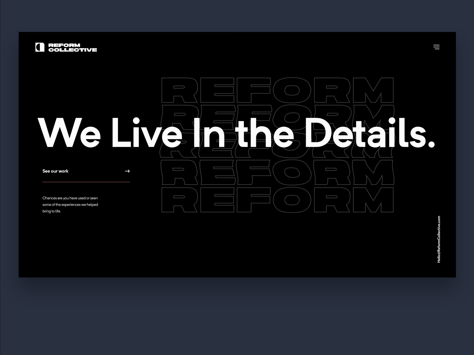 Website Menu Animation for Reform Collective