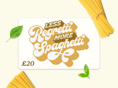 Pasta Restaurant Gift Card brand identity gift card giftcard goodtype hand lettering handlettering lettering logo merch design pasta logo spaghetti typegang typespire