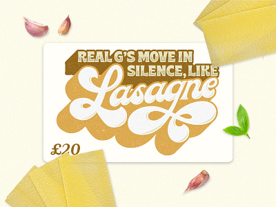 Lasagne Gift Card brand identity gift cards goodtype hand lettering handlettering lasagna lettering merch design pasta restaurant typetopia