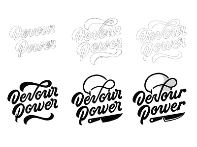Devour Power Lettering Sketches custom type customtype devourpower food blog goodtype hand lettering lettering lettering illustration lettering logo logotype typegang