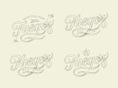 Fuego's Pizzeria Logo Sketches