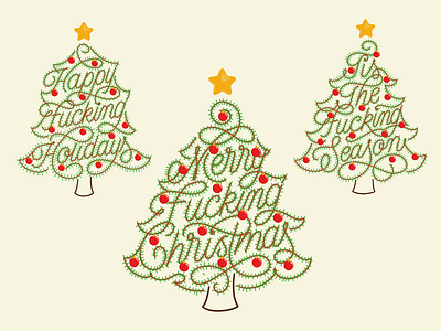 Christmas Tree Lettering - Greetings Cards