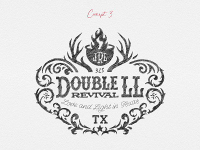 Double LL Revival - Logo Sketch brand identity branding coat of arms country western cowboy crest custom type hand lettering hospitality lettering lettering logo logo badge logo concept logo crest logo sketch logotype script logo texas logo typography wordmark