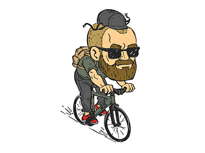 Josh bike biking caricature fixed gear fixie