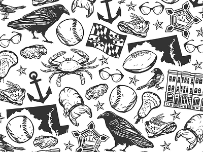 Baltimore Icon Print beehive hair bmore crab crow hon lacrosse maryland oriole oysters