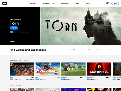 Oculus Website – Design Exploration design ui