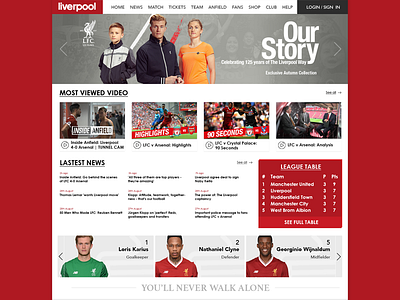 Liverpool FC website concept concept design football fun interface liverpool ui user web