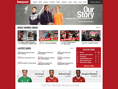 Liverpool FC website concept