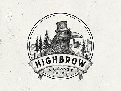 HIGHBROW - A Classy Joint :) branding hand drawn illustration logo design raven rustic vintage