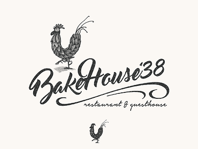 Bakehouse38 - restaurant & guesthouse bakehouse black ink brand branding hand drawn logo rustic vintage