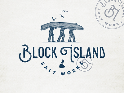 Logo for Block Island Salt Works artisan branding hand drawn logo rustic vintage