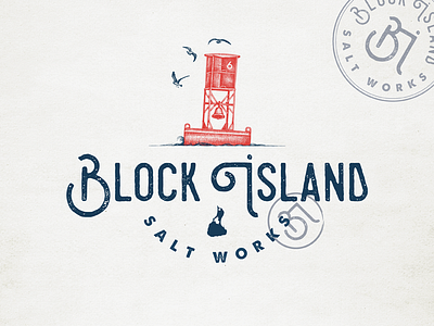 Logo for Block Island Salt Works (v.2) artisan branding hand drawn logo rustic vintage