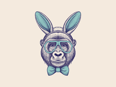 Photo Booth Gorilla :) animal bunny bunnyears gorilla illustration photobooth