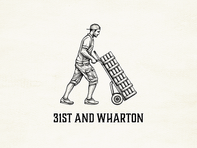 31st and Wharton logo-illustration beer brewery hand drawn illustration logo vintage wholesaler worker