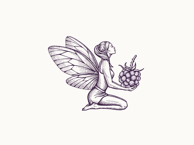 Violet™ Fairy blackberry branding crosshatch crosshatching fairy hand drawn illustration logo vector vector art vectorart woman illustration