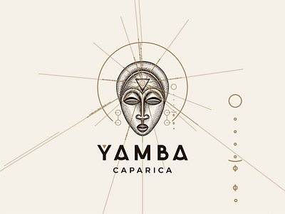 YAMBA CAPARICA - Brand Image african branding crosshatch crosshatching design good vibes hand drawn illustration logo logo design mask mystic nature rustic sun