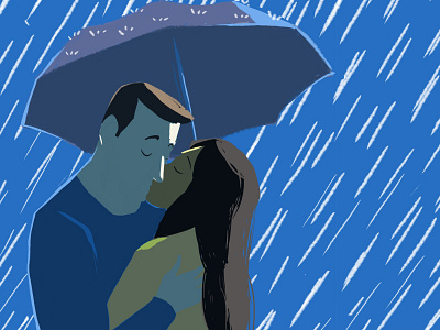 Kiss in the rain by Thaís Veque on Dribbble