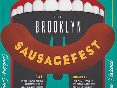 Sausagefest poster brooklyn design event illustration outdoor poster print sausage type typography
