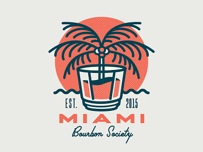 Miami Bourbon Society Logo bourbon branding cocktail design illustration lockup logo logotype mark miami palmtree tropical type typography vector whiskey whisky