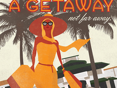 Coconut Grove Travel Poster - Shopping coconut grove design florida illustration miami poster retro texture travel typography vintage