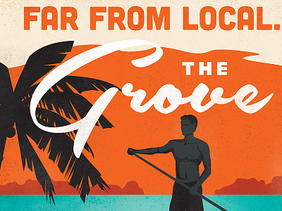 Coconut Grove Travel Poster - Paddleboard coconut design florida grove illustration miami poster retro texture travel type vintage