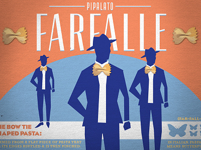 Pipalato - Farfalle design illustration interior design italian pasta poster print restaurant retro type typography vintage