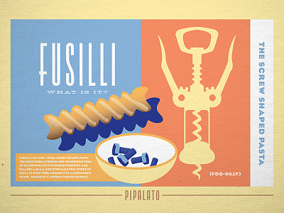 Pipalato Fusilli design food illustration interior design italian pasta poster print restaurant retro typography vintage