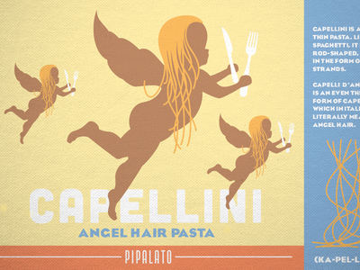 Pipalato Capellini deco design illustration interior design italian pasta poster print restaurant retro type vintage