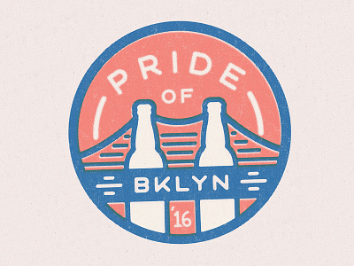 Pride of Brooklyn 2016 Badge badge beer bottle bridge design event icon illustration lockup logo mark texture