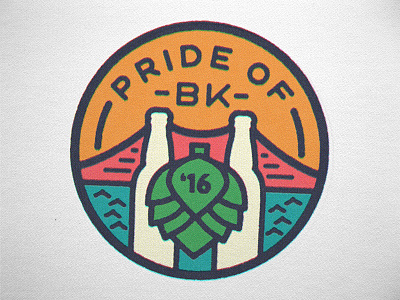 Pride of Brooklyn 2016 Badge 2 badge beer bottle bridge design event icon illustration lockup logo mark texture