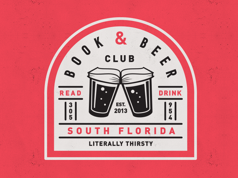 Book & Beer Club badge beer books design florida illustration lockup logo mark miami type