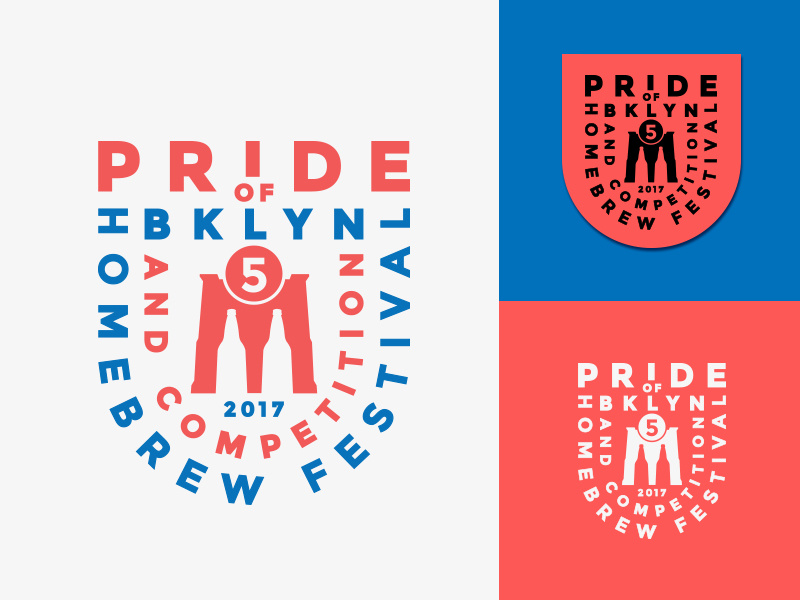 Pride of Brooklyn Lockup 2017 logo mark illustration typography beer brooklyn bridge badge lock-up lockup type design